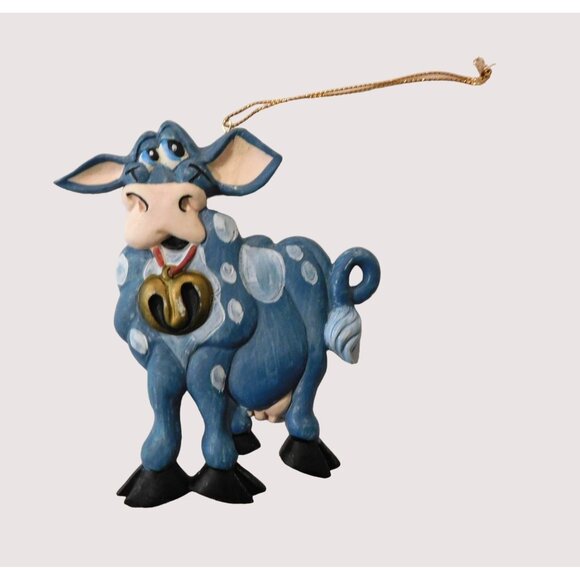 Other - Vintage Blue Cow Christmas Ornament Holiday Hanging Decoration Seasonal Funny
